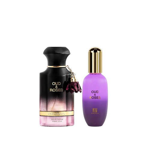Combo Ahmed al Maghribi Oud and roses 60ml Eau De Parfum and Body Gel